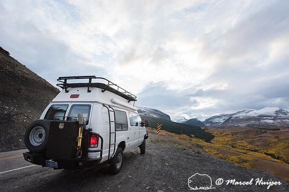 Camper van near Glacier National Park, Montana, USA
