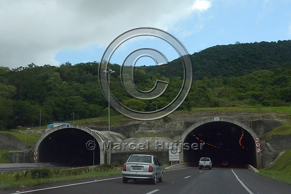 Tunnel (landscape bridge) Morro Alto (1837 m long), BR 101, near Aguapés, Rio Grande do Sul, Brazil