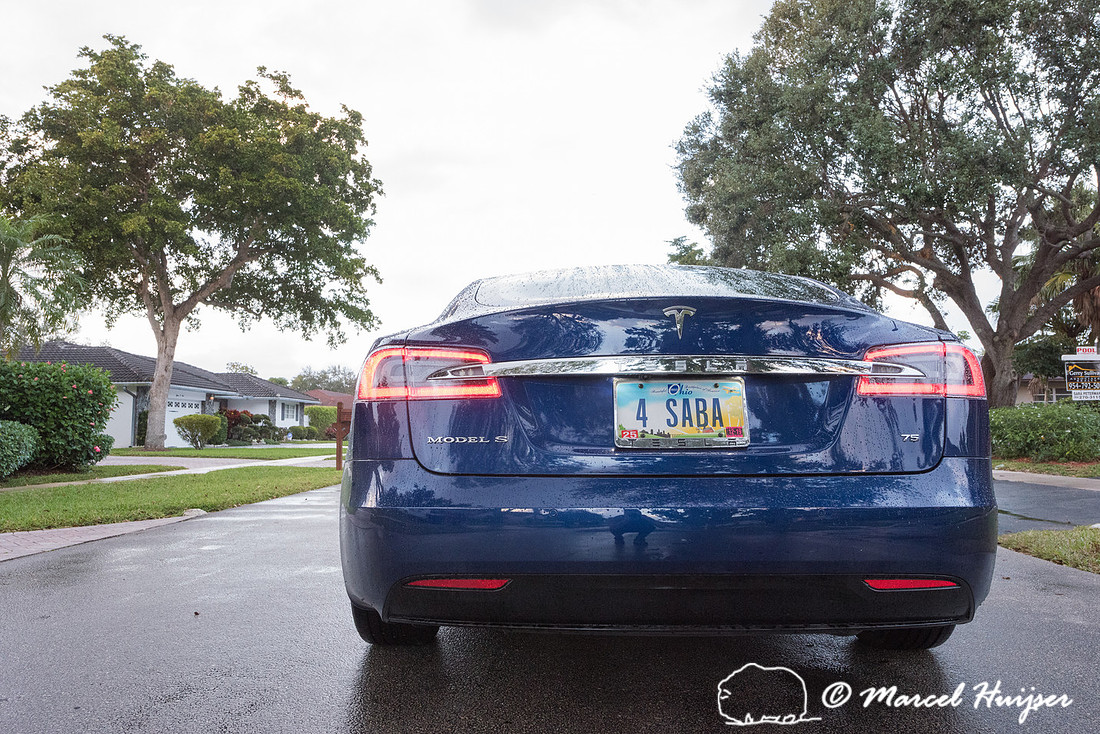 Ronald Blank in his Tesla Model S, Ft Lauderdale, Florida, USA