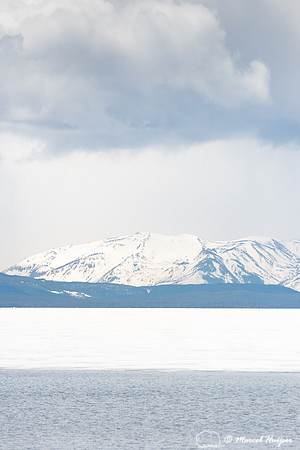 Yellowstone Lake half melted, half frozen, Yellowstone National