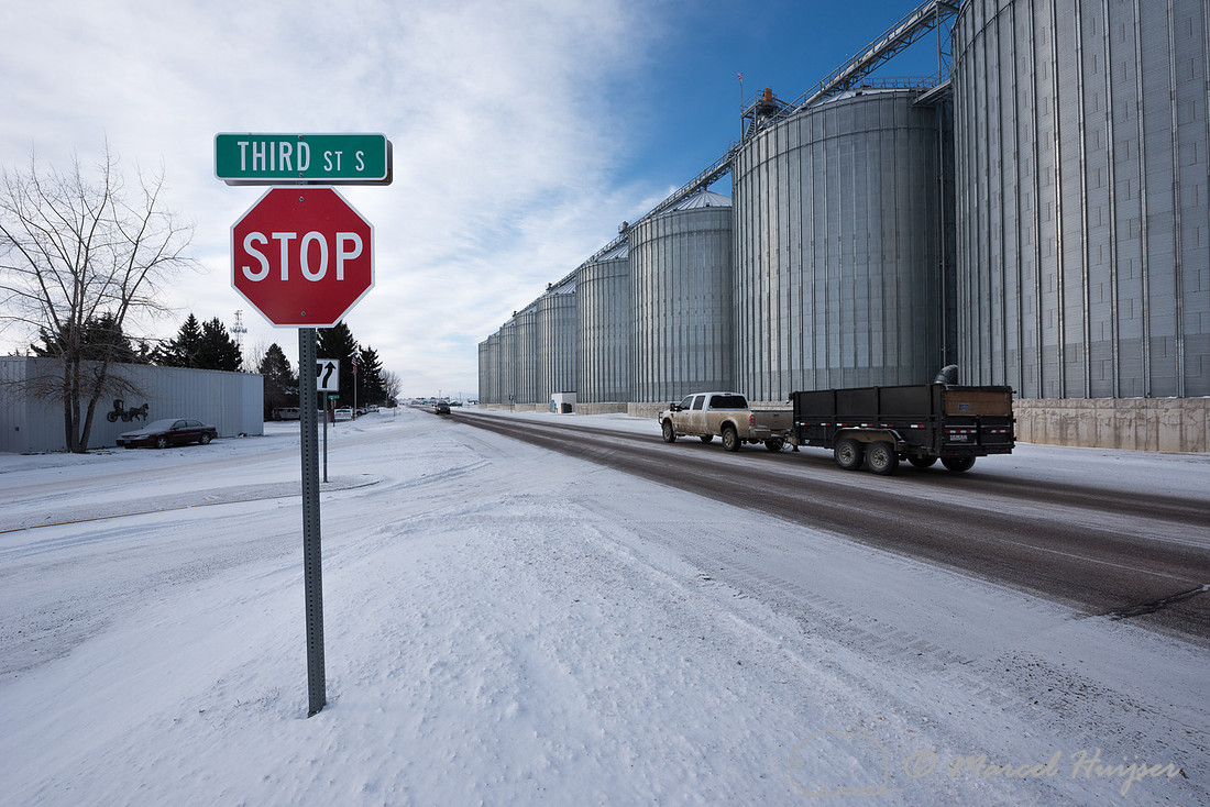 Barley silos, Fairfield, Montana, USA