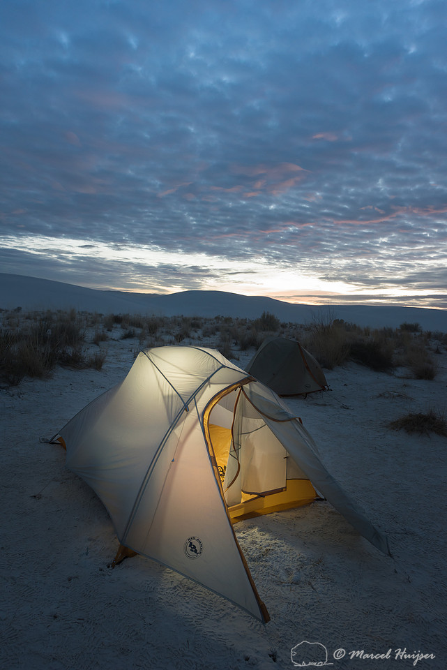 Backcountry tent camping, White Sands National Monument, New Mex