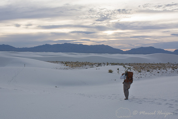 Jerome Walker hiking, White Sands National Monument, New Mexico,