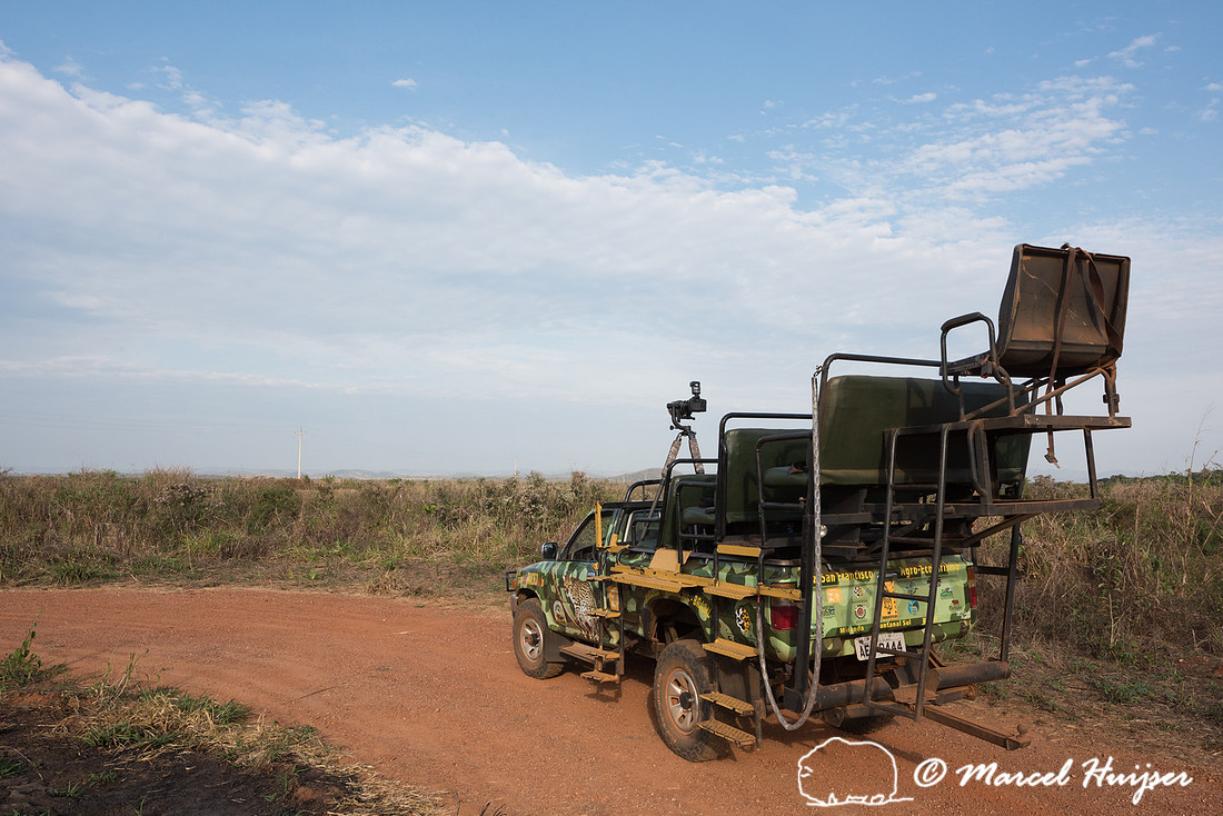 Marcel Huijser and his camera equipment on the back of a pickup