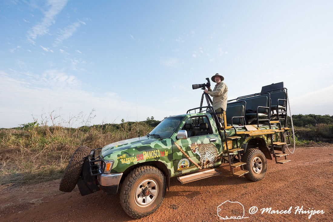 Marcel Huijser and his camera equipment on the back of a pickup