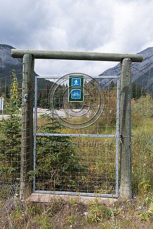 Pedestrian and bicyclist gate at electrified barrier to keep bea
