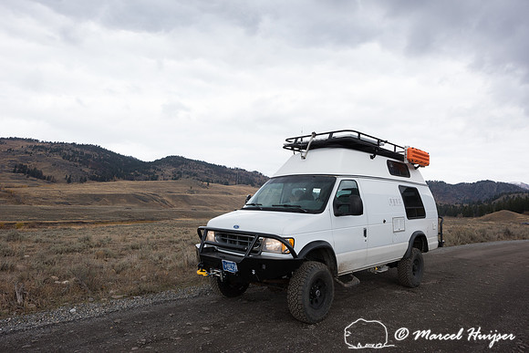 Ford E350 4x4 camper van, Yellowstone National Park, Wyoming, US