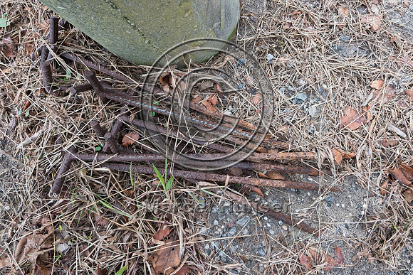 Rebar used to stake plastic corrugated pipe, Fisherman Island Na