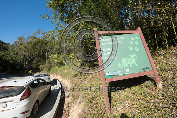 Sign, respect the maximum posted speed limit, animals cross the