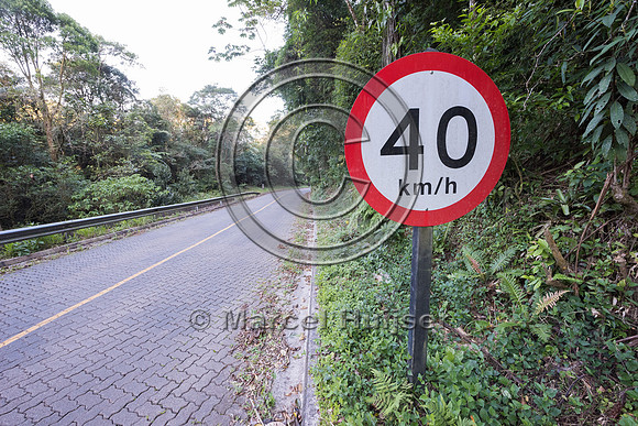 Posted maximum speed limit, 40 km per h, Carlos Botelho State Pa