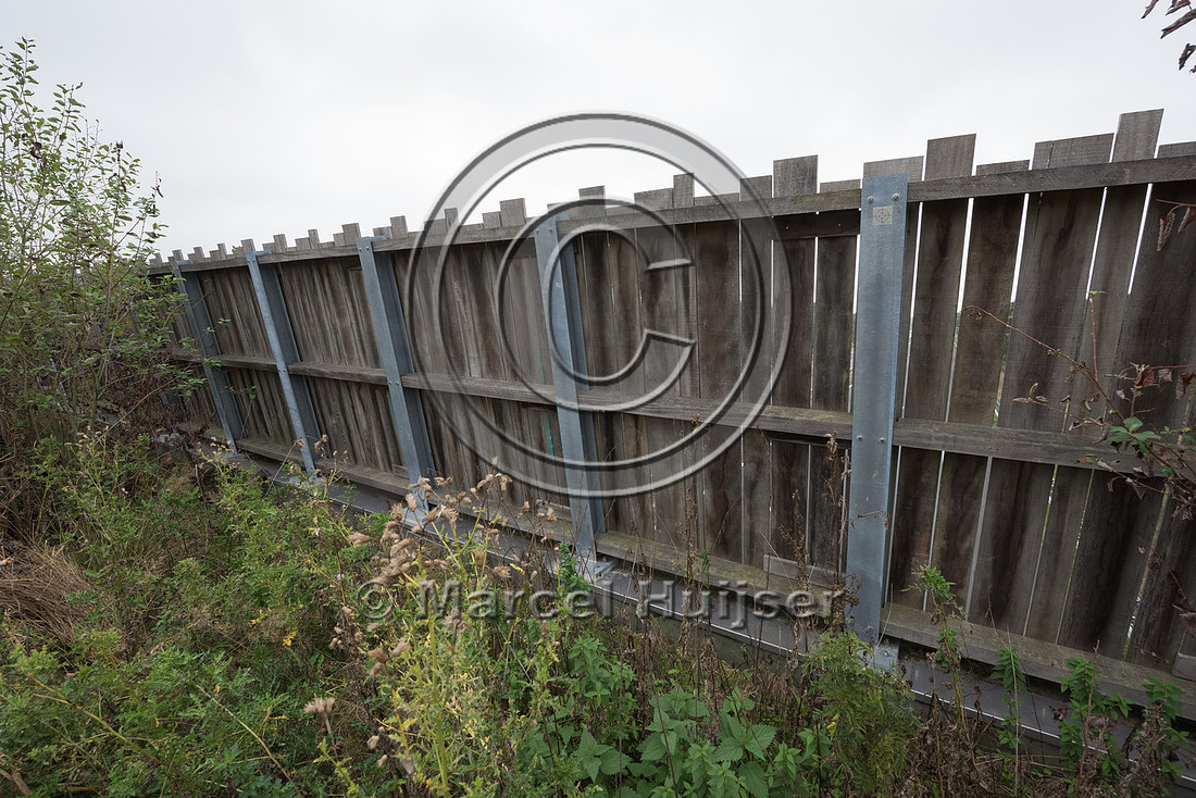 Screen to reduce visual and noise disturbance, wildlife overpass