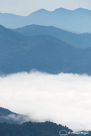 Fall colors and fog, Great Smoky Mountains, North Carolina, USA