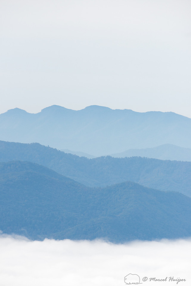 Fog and blue mountain ridges, Great Smoky Mountains, North Carol