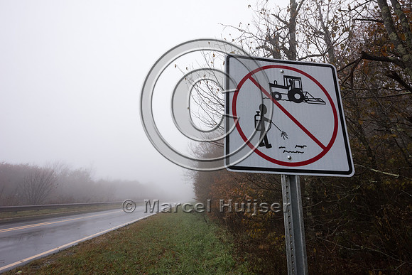 Sign, no herbicide spraing, Cherohala Skyway, North Carolina, US