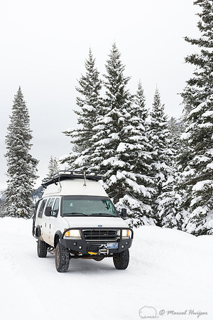 Camper van  near Round Prairie, Yellowstone National Park, Wyomi