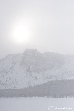 Winter sun along Madison River, Yellowstone National Park, Wyomi