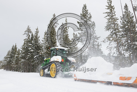 Grooming the snow covered road, Yellowstone National Park, Wyomi