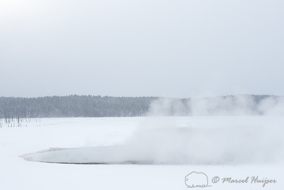 Celestine Pool, along Fountain Paint Pot trail in winter, Yellow
