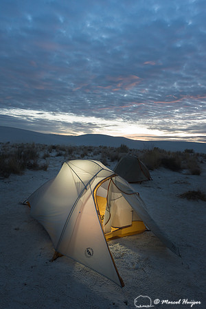 Backcountry tent camping, White Sands National Monument, New Mex