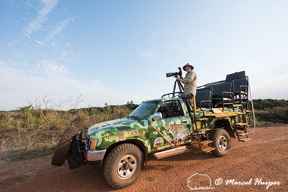 Marcel Huijser and his camera equipment on the back of a pickup