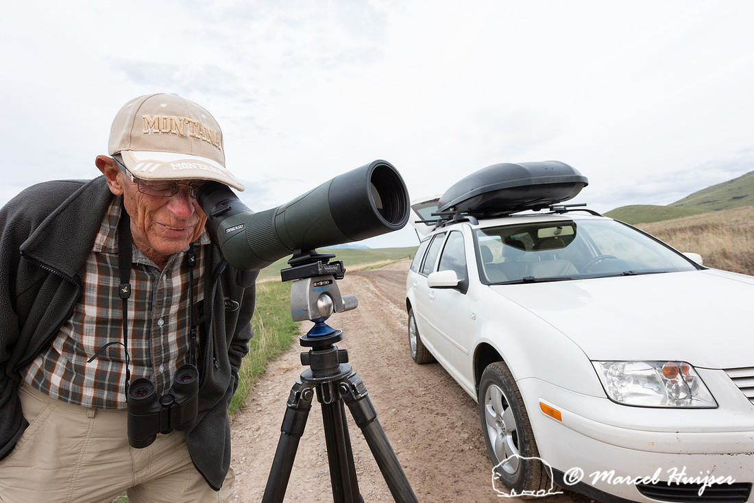 Piet Huijser spotting black bears, National Bison Range, Montana