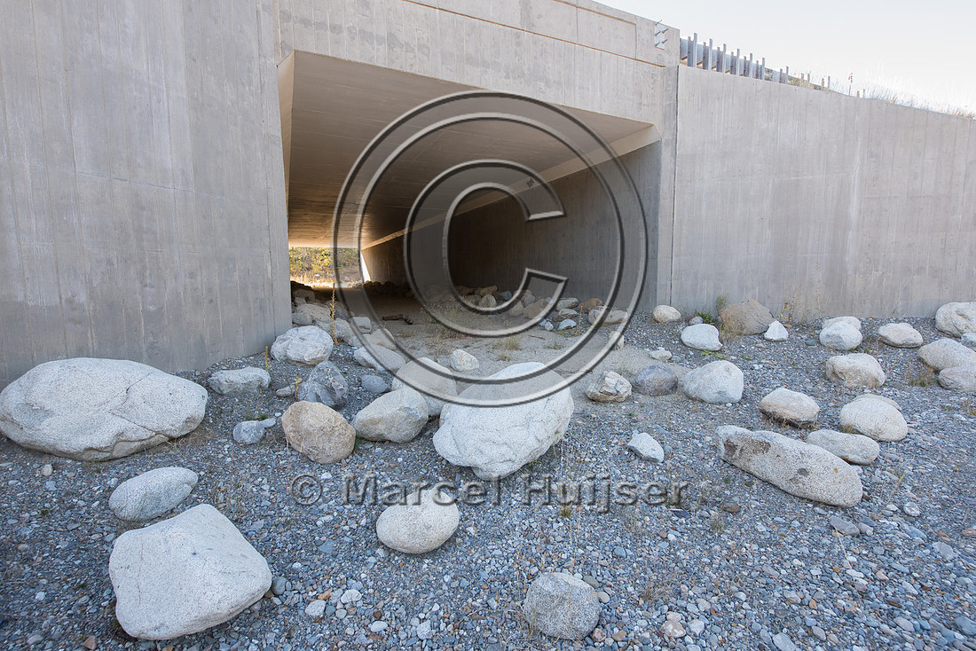 Boulders block access to unauthorized vehicles at wildlife under