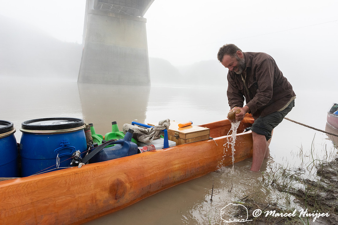 Tom Elpel and his dugout canoe travel 2341 river miles from Thre