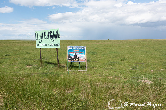 Signs protesting the American Prairie Reserve, Montana, USA
