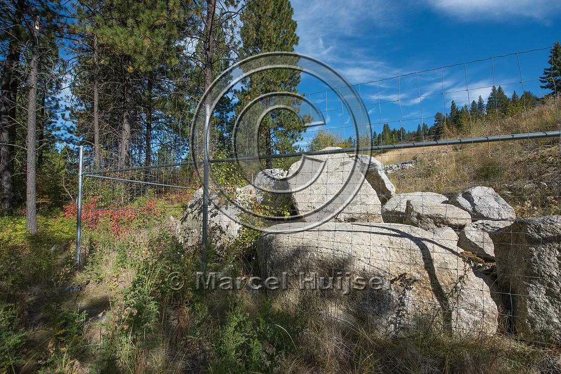 Wildlife fence, US Hwy 95, Bonners Ferry, Idaho, USA