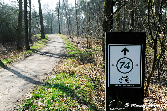 Bicycle route sign, Weerterbos, Maarheze, The Netherlands
