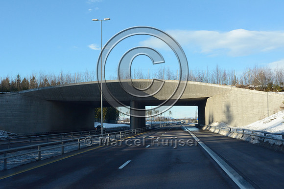 Wildlife overpass (about  40 m wide), E6 motorway, near Mogreina, Norway