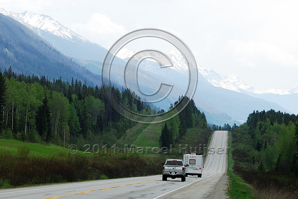 Kinder Morgan Canada oil pipeline (former TMX oil pipeline) after twinning and Hwy 16 through Jasper National Park and Mount Robson Provincial Park, AB, BC