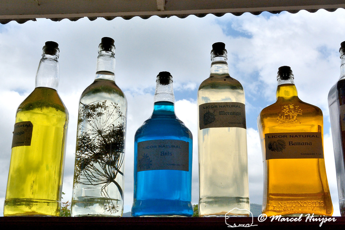 Homemade Cachaça  (made from sugarcane juice), roadside stand, Rio Grande do Sul, Brazil