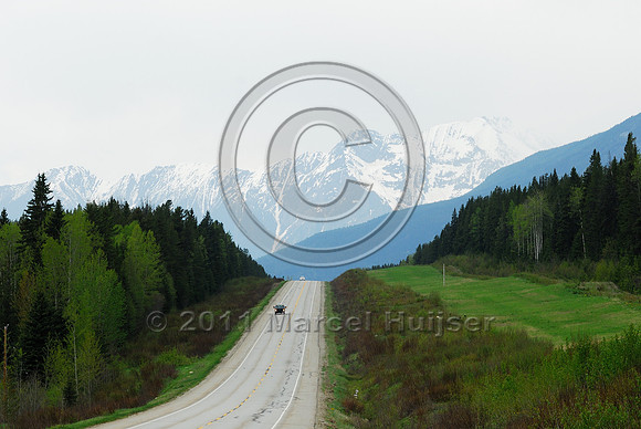 Kinder Morgan Canada oil pipeline (former TMX oil pipeline) after twinning and Hwy 16 through Jasper National Park and Mount Robson Provincial Park, AB, BC