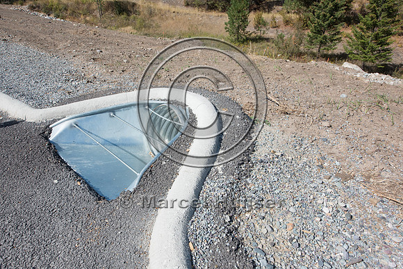 Drainage for run-off from road surface, near Thomspon Falls, Mon