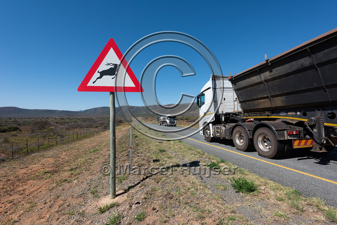 Wildlife warning sign, north of Addo Elephant National Park, Eas