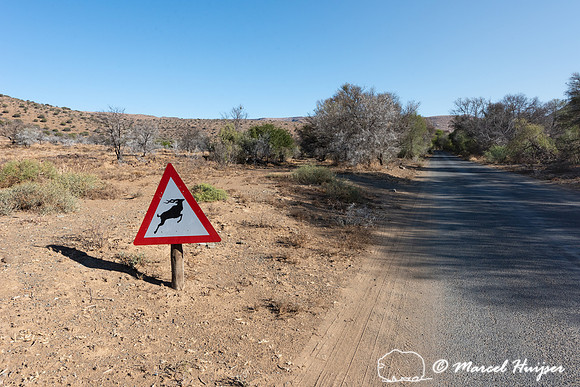 Wildlife warning sign, Mountain Zebra National Park, Eastern Cap