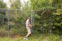 Gate for human access in wildlife fence for black bear (Ursus am