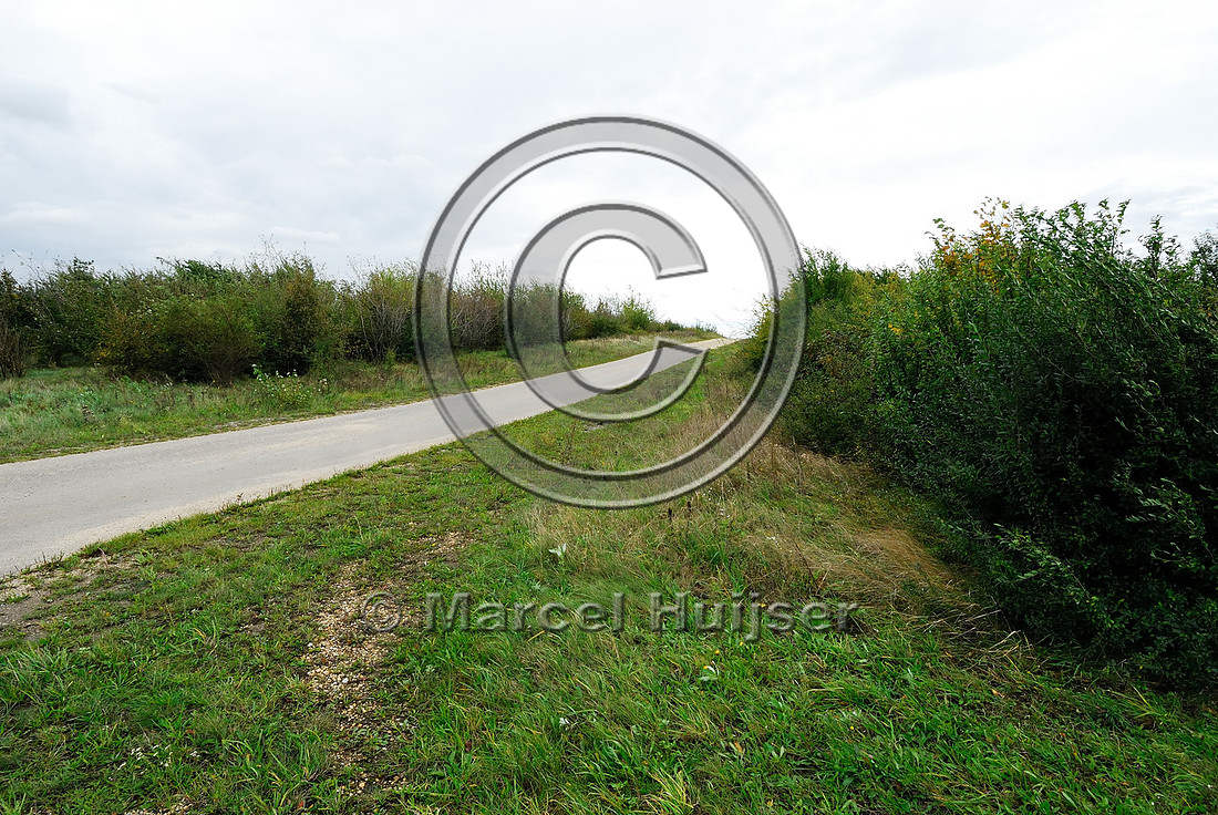 Low volume road and cover on top of multifunctional overpass (wildlife, bicyclists, pedestrians; about 100 m wide), across A4 motorway, Parndorf, Austria