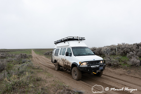 Camper van in Centennial Valley, Montana, USA