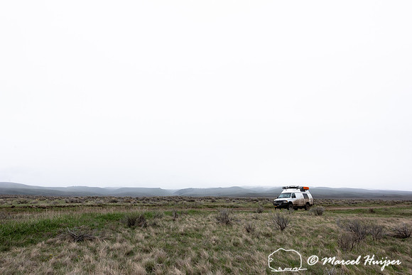 Camper van in Centennial Valley, Montana, USA