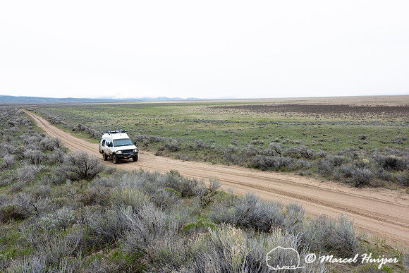 Camper van in Centennial Valley, Montana, USA