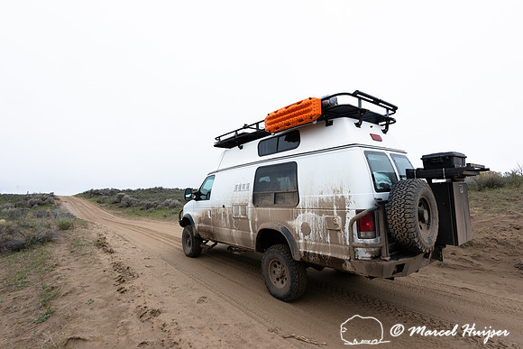 Camper van in Centennial Valley, Montana, USA