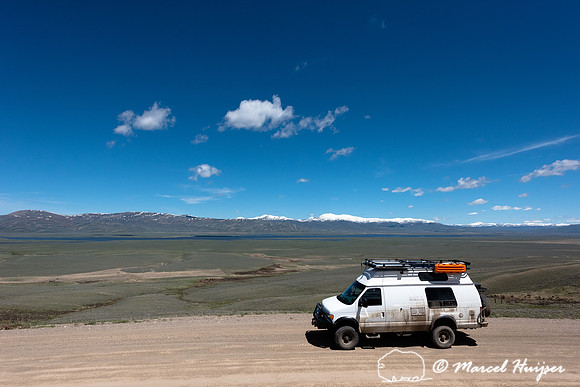 Camper van in Centennial Valley, Montana, USA