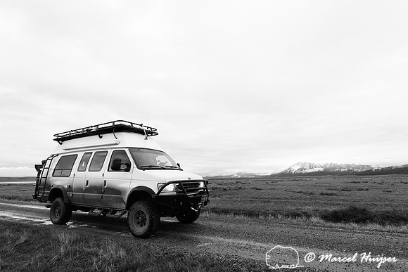 Camper van in Centennial Valley, Montana, USA