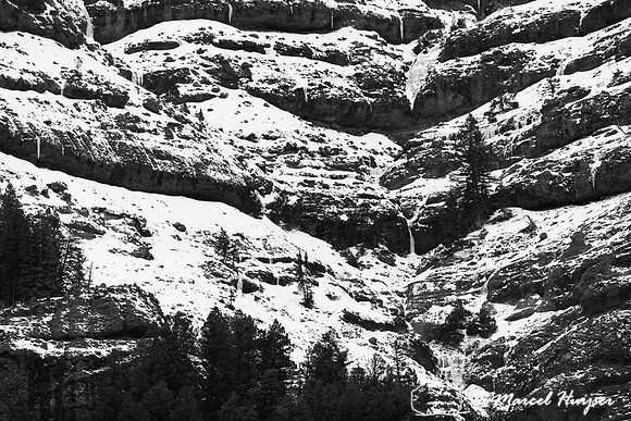 Snowy rock face, Lower Barronette, Yellowstone National Park, Wy