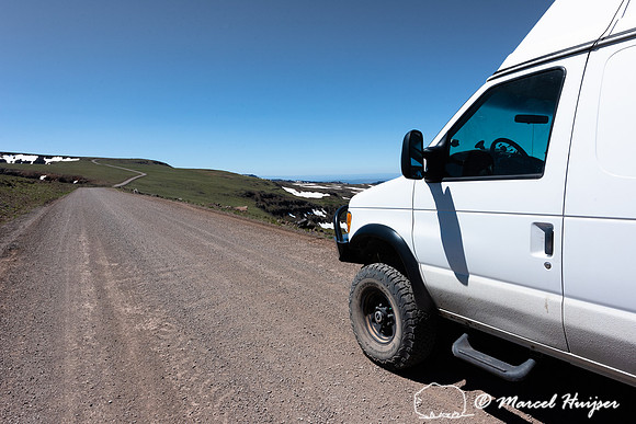 Camper van on Steens Mountain Loop Road, Oregon