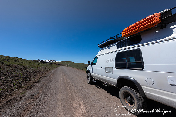 Camper van on Steens Mountain Loop Road, Oregon