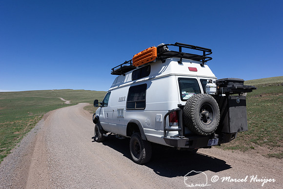 Camper van on Steens Mountain Loop Road, Oregon