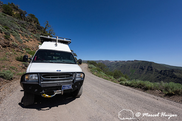 Camper van on Steens Mountain Loop Road, Oregon